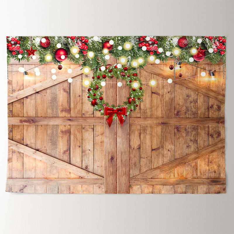 Aperturee - Glitter Wall Hanging Wreath Wooden Xmas Backdrop