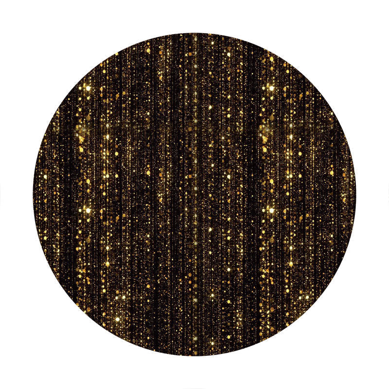 Aperturee - Gold Bokeh Glitter Round Black Birthday Backdrop