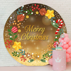 Aperturee - Gold Bokeh Glitter Round Merry Christmas Backdrop
