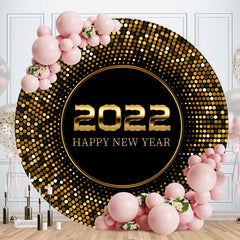 Aperturee - Gold Bokeh Round Black 2022 New Year Backdrop