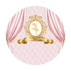 Aperturee - Gold Dance Girl Pink Happy Birthday Round Backdrops