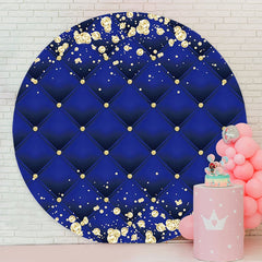 Aperturee - Gold Diamond Dark Blue Round Birthday Backdrop