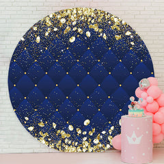 Aperturee - Gold Diamonds Navy Blue Circle Birthday Backdrop