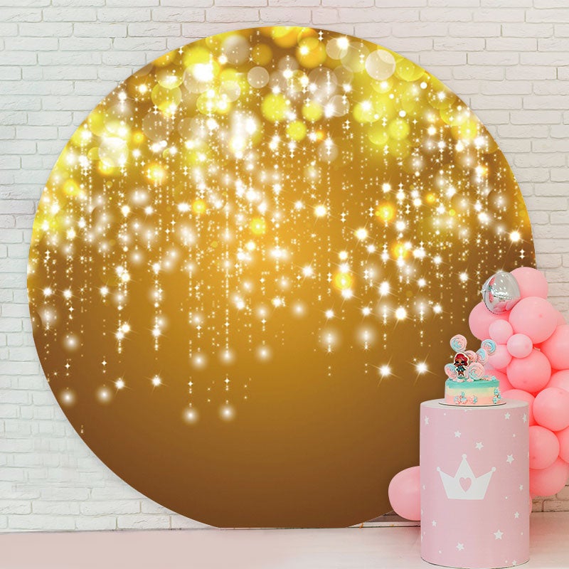 Aperturee - Gold Glitter Bokeh Round Birthday Party Backdrop