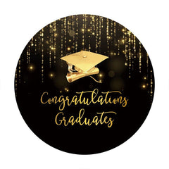 Aperturee - Gold Glitter Bokeh Round Black Graduation Backdrop