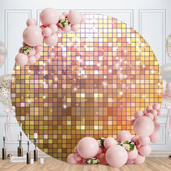 Aperturee - Gold Glitter Bokeh Round Happy Birthday Backdrop