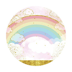Aperturee - Gold Glitter Rainbow Round Birthday Backdrop