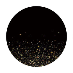 Aperturee - Gold Glitter Round Black Birthday Party Backdrop