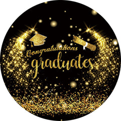 Aperturee - Gold Glitter Round Black Graduates Backdrops