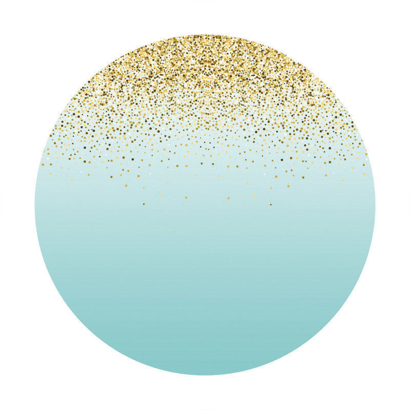 Aperturee - Gold Glitter Round Blue Birthday Party Backdrop