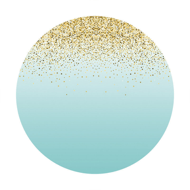 Aperturee - Gold Glitter Round Blue Birthday Party Backdrop