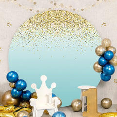 Aperturee - Gold Glitter Round Blue Birthday Party Backdrop