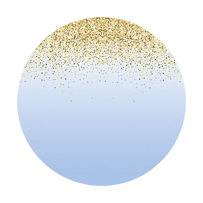 Aperturee - Gold Glitter Round Purple Birthday Backdrops