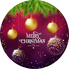 Aperturee - Gold Glitter Round Purple Christmas Backdrop