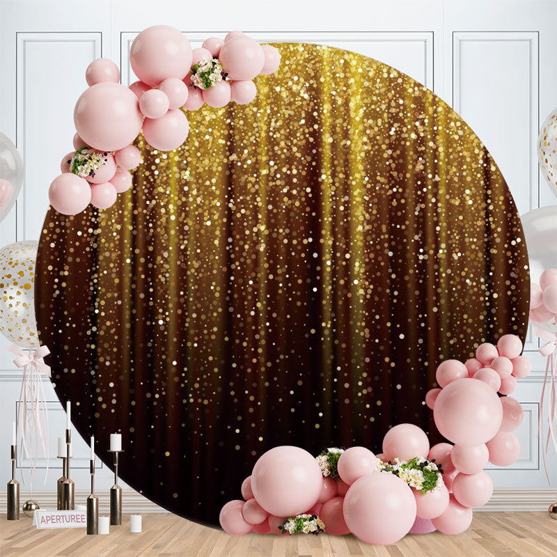 Aperturee - Gold Glitter Spot Round Black Birthday Backdrop