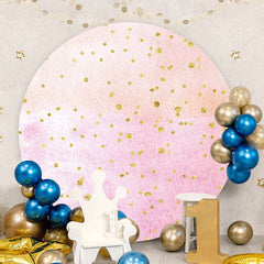 Aperturee - Gold Glitter Spot Round Pink Birthday Party Backdrop