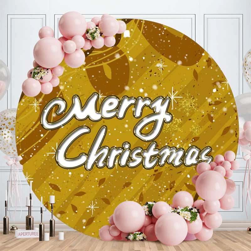 Aperturee - Gold Glitter Theme Circle Christmas Backdrop