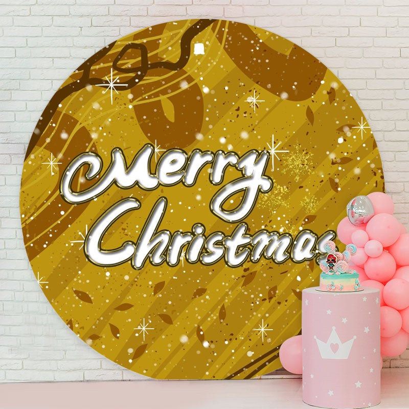 Aperturee - Gold Glitter Theme Circle Christmas Backdrop