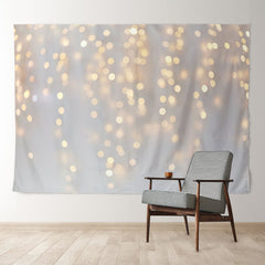 Aperturee - Gold Light Spot Bokeh White Christmas Backdrop