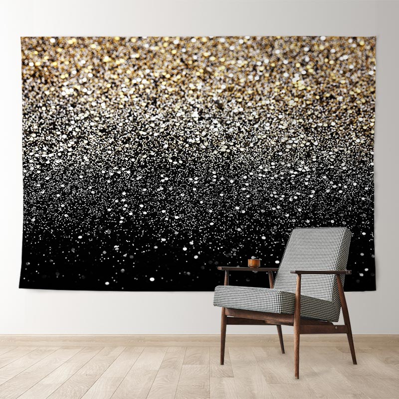 Aperturee - Gold Silver Glitter Black Holiday Deco Backdrop