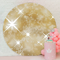 Aperturee - Gold Sliver Bokeh Round Happy Birthday Party Backdrop