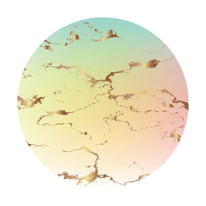 Aperturee - Gold Texture Happy Birthday Circle Backdrop