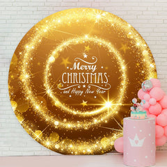 Aperturee - Golden Glitter Bokeh Round Christmas Backdrop