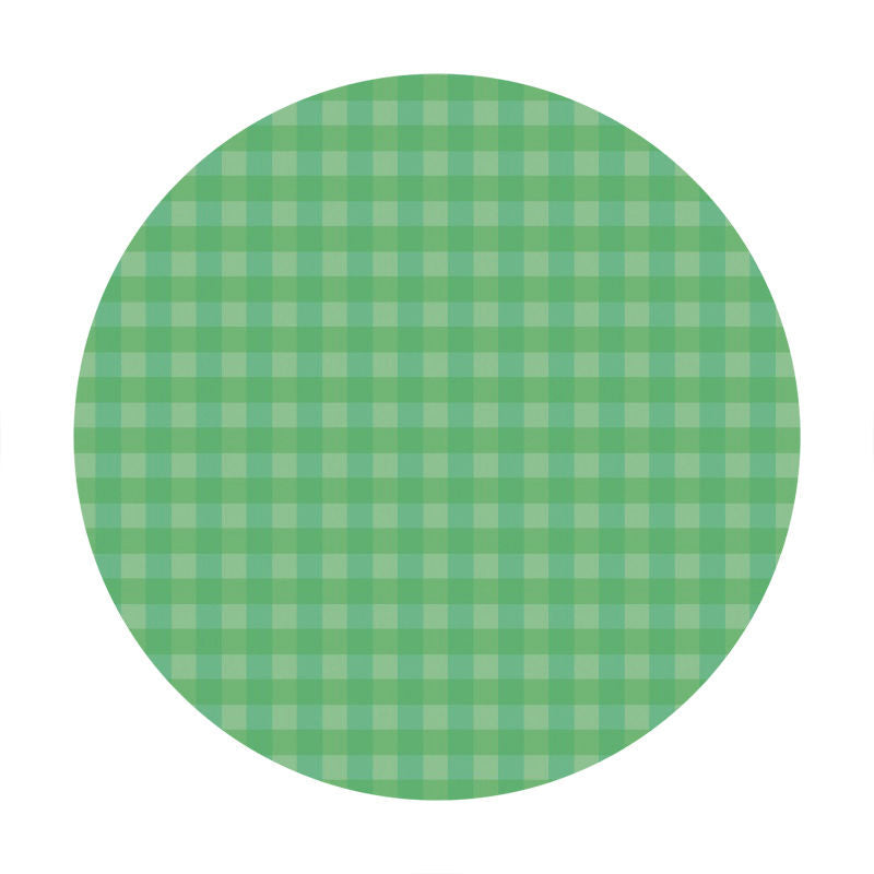 Aperturee - Green Checkered Pattern Round Birthday Backdrop