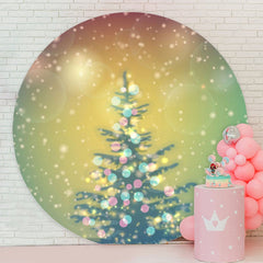 Aperturee - Green Glitter Bokeh Round Christmas Tree Backdrop