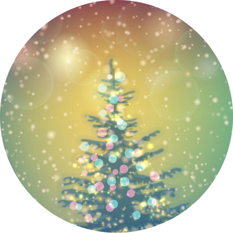 Aperturee - Green Glitter Bokeh Round Christmas Tree Backdrop