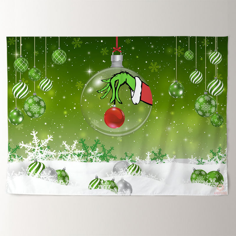 Aperturee - Green Hand Bauble Snowflake Christmas Backdrop