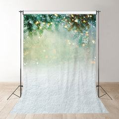 Aperturee - Green Leaves Sparkle Bokeh Christmas Photo Backdrop