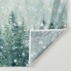 Aperturee - Green Snowy Forest Winter Scene Photo Backdrop