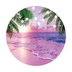 Aperturee - Hawaii Sunset Beach Coconut Tree Round Backdrop