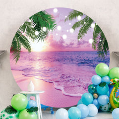 Aperturee - Hawaii Sunset Beach Coconut Tree Round Backdrop