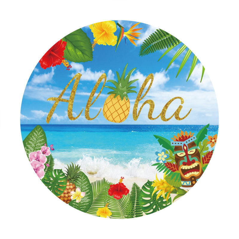 Aperturee - Hawaiian Aloha Floral Circle Summer Backdrop