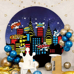 Aperturee - High Builddings Night Round Birthday Backdrop