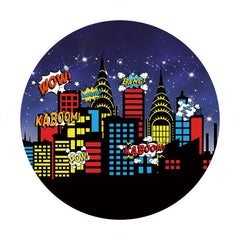 Aperturee - High Builddings Night Round Birthday Backdrop