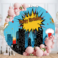 Aperturee - High Builddings Round Bang Birthday Backdrop