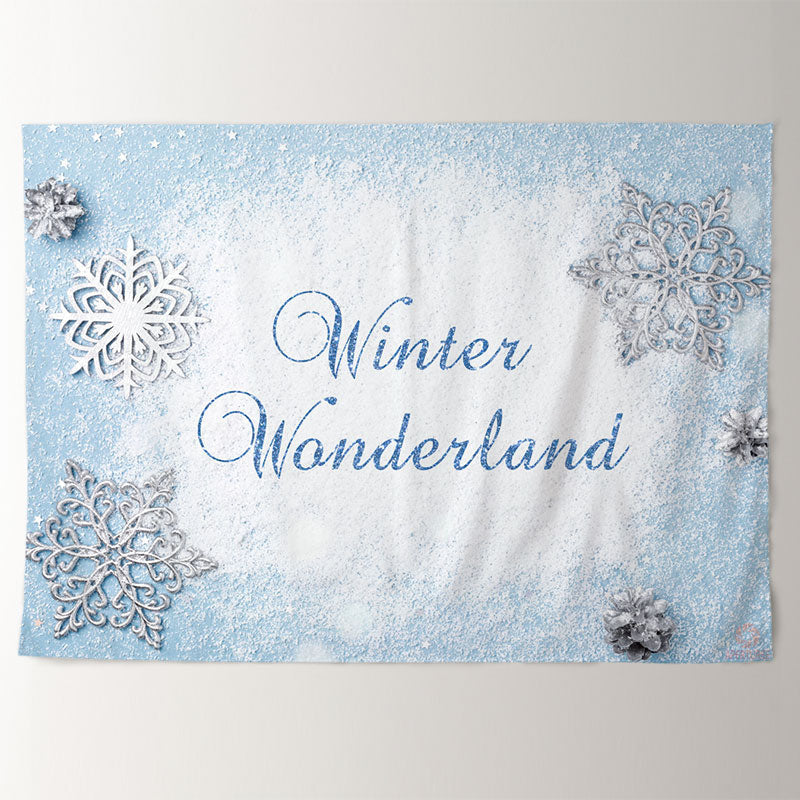 Aperturee - Light Blue Winter Wanderland Holiday Backdrop