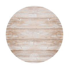 Aperturee - Light Brown Round Birthday Party Wooden Backdrop