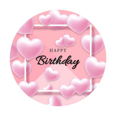 Aperturee - Light Pink Loves Round Happy Birthday Backdrop