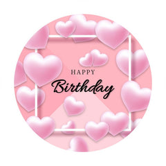 Aperturee - Light Pink Loves Round Happy Birthday Backdrop