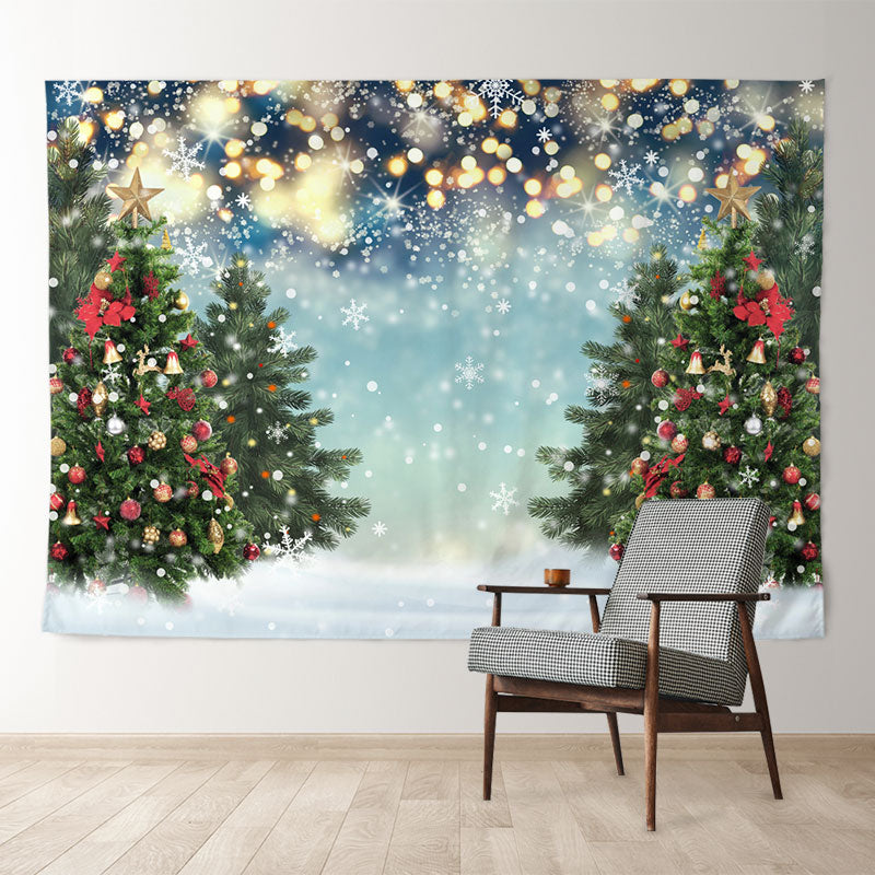 Aperturee - Light Spot Snowflake Bokeh Christmas Tree Backdrop
