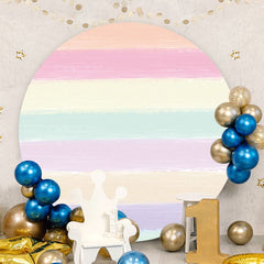 Aperturee - Light tripes Round Birthday Party Decoration Backdrop