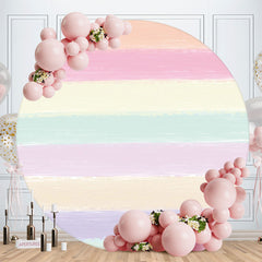 Aperturee - Light tripes Round Birthday Party Decoration Backdrop