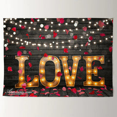 Aperturee - Lighting Love Fallen Heart Wooden Valentine Backdrop