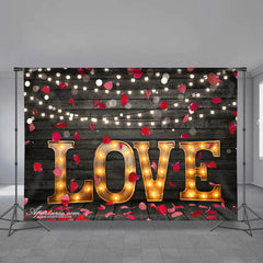 Aperturee - Lighting Love Fallen Heart Wooden Valentine Backdrop