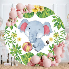 Aperturee - Little Blue Elephant Round Birthday Backdrop