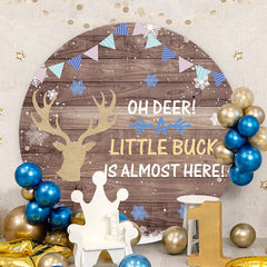 Aperturee - Little Buck Almost Here Round Baby Shower Backdrop